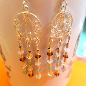 Handmade Swarovski and silver earings